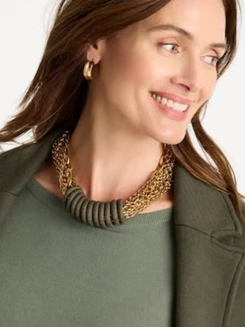 CHICO'S Wrapped Rings Link Chain Necklace.